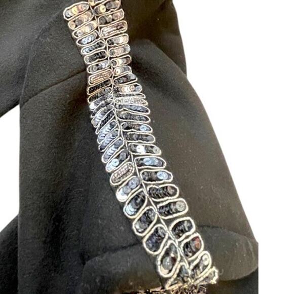 Gryphon New York Collarless Blazer Wool Cashmere Black Sz Small Beaded Detailing - Picture 9 of 10